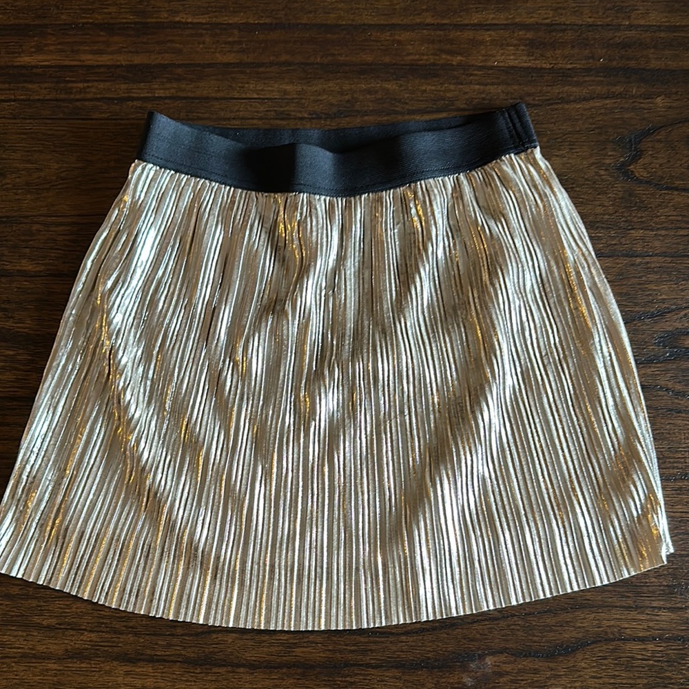 Forever 21 Gold Pleated Mini Skirt